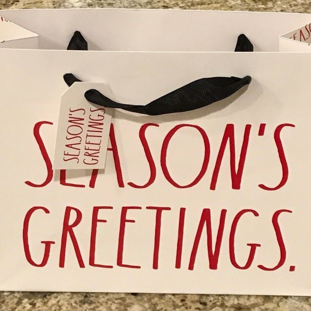 Rae Dunn SEASONS GREETINGS Christmas Gift Bag